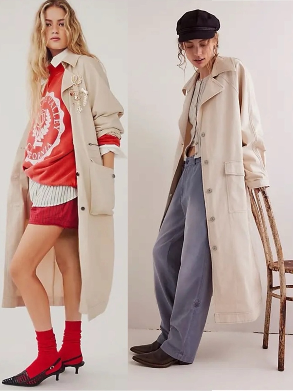 Free People Beige Trench Coat
